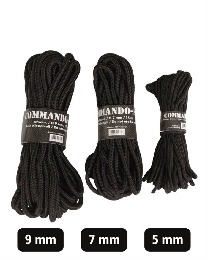Uže, Commando, 5mm, 15m, Crno, Mil-Tec - Slika 1