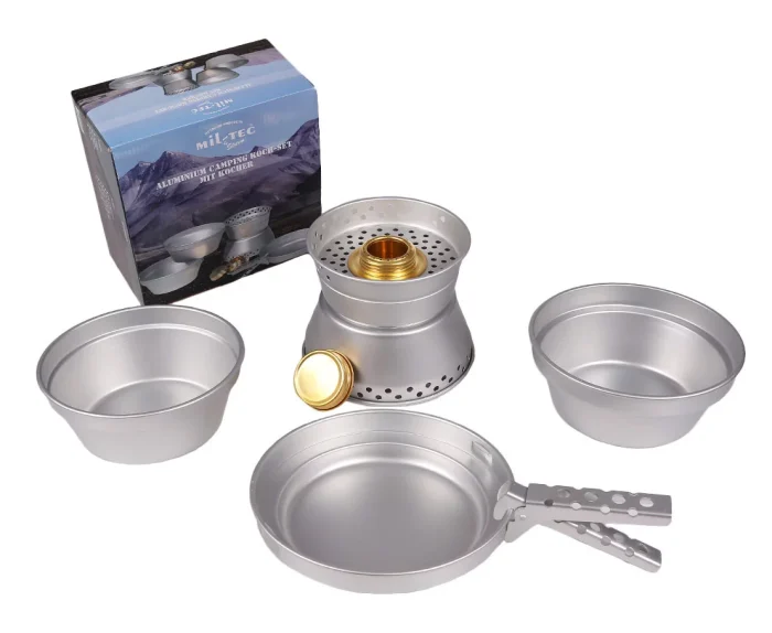 Set za kuhanje, aluminijski (2 lonca, tava i kuhalo) Mil-Tec - Slika 2