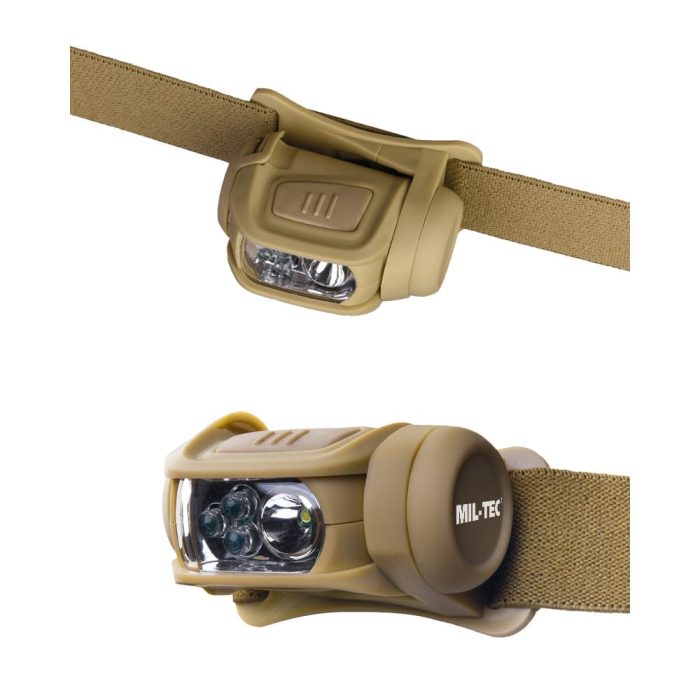 Lampa Naglavna Coyote LED 4 Boje MIL-TEC2 Praktična i lagana naglavna LED lampa MIL-TEC u boji coyote idealna je za kampiranje, planinarenje, ribolov, vojne i sigurnosne aktivnosti