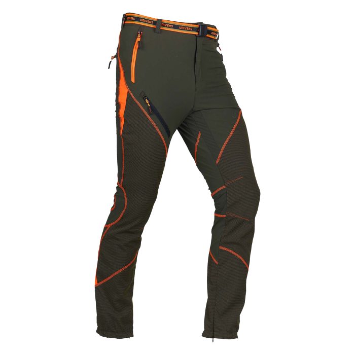 Maslinasto narančaste vodoodbojne lovačke hlače Univers SALO s CK-TEX ojačanjima za teške terene