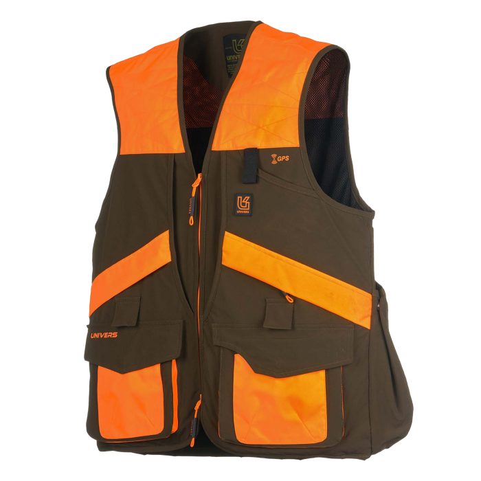 Narančasti lovački prsluk Univers FAGIANO s mrežastom podstavom i brzim pristupom patronama